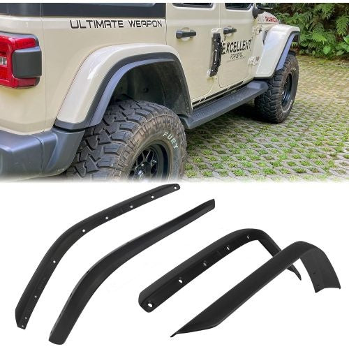 Fenders Front And Rear Compatible With 2018-2024 Jeep Wrangler JL And JLU Unlimited Rubicon Not For 4XE