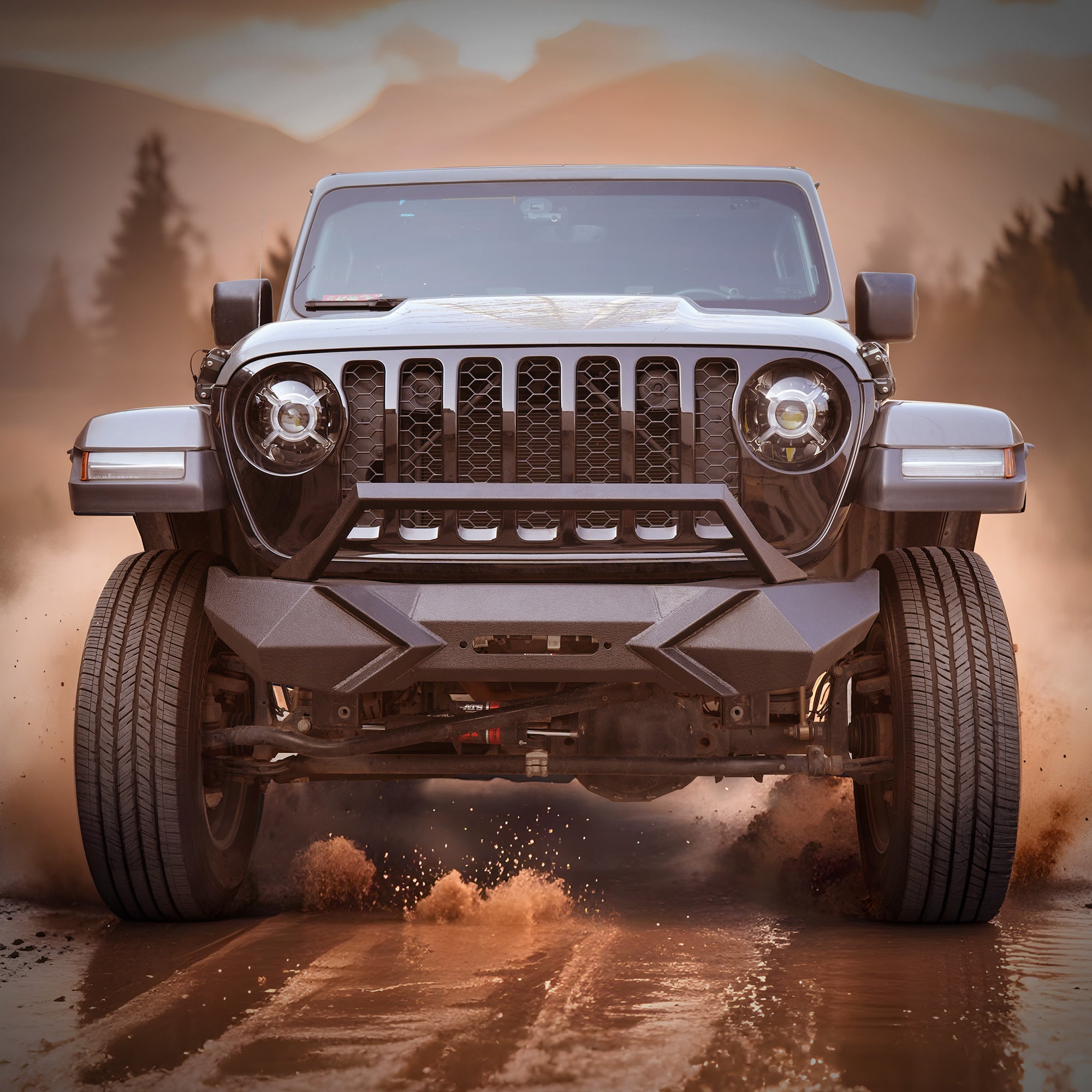 X Style Front Bumper With Winch Plate Compatible With Wrangler JK 2007-2018 Heavy Duty