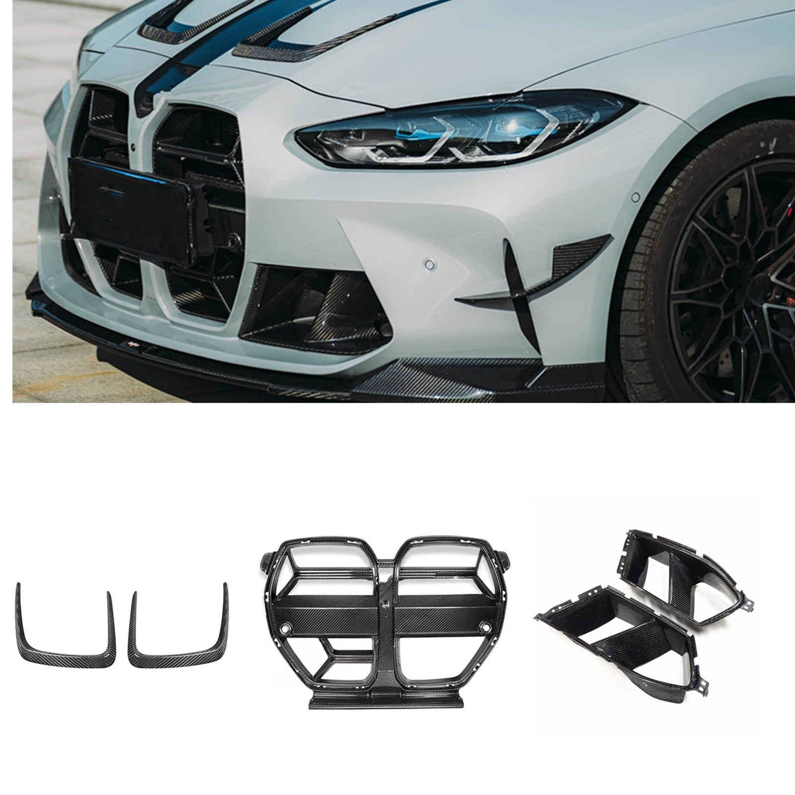 Dry carbon fiber front bumper grille