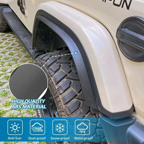 Fenders Front And Rear Compatible With 2018-2024 Jeep Wrangler JL And JLU Unlimited Rubicon Not For 4XE