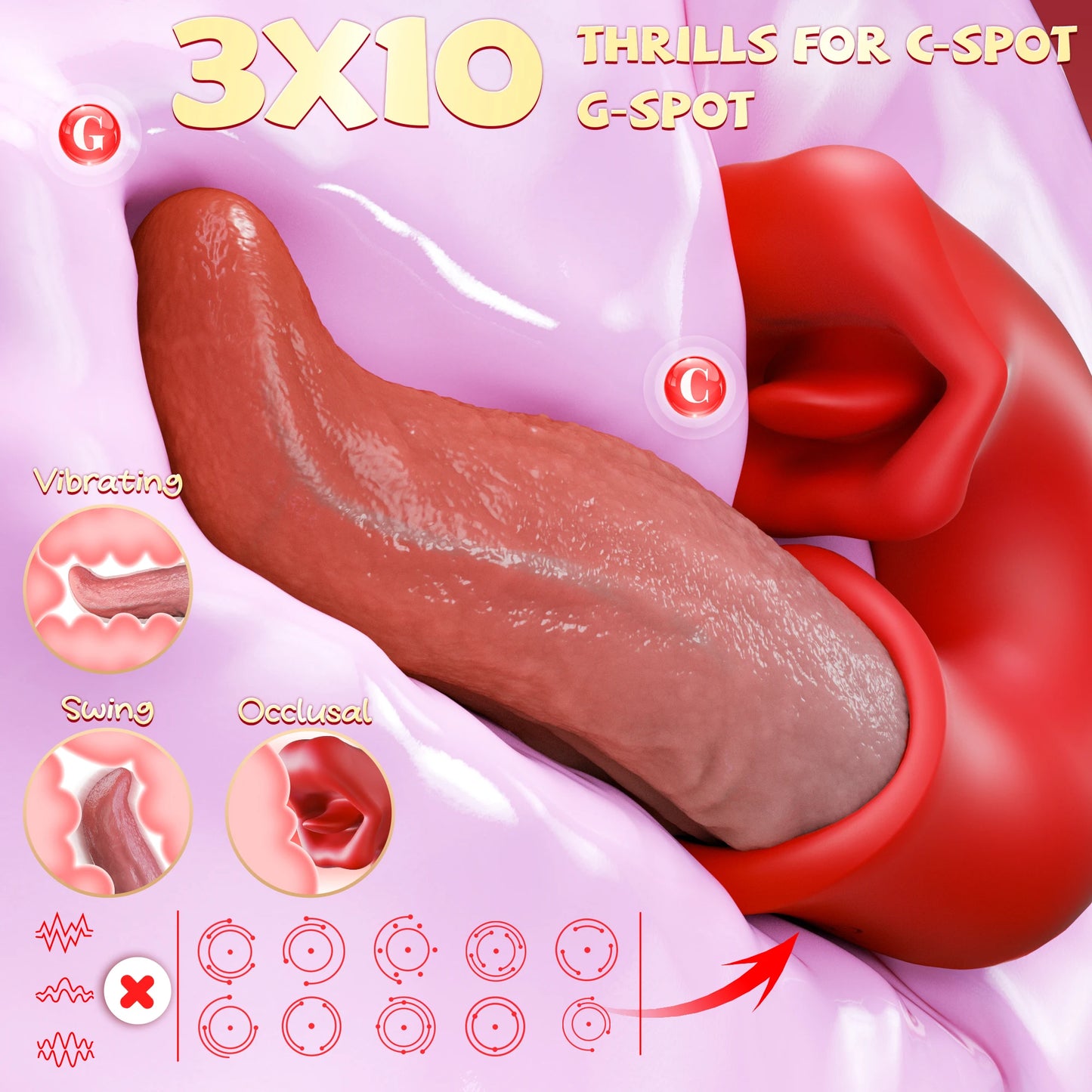 3 in 1 Realistic Tongue Massager for Women
