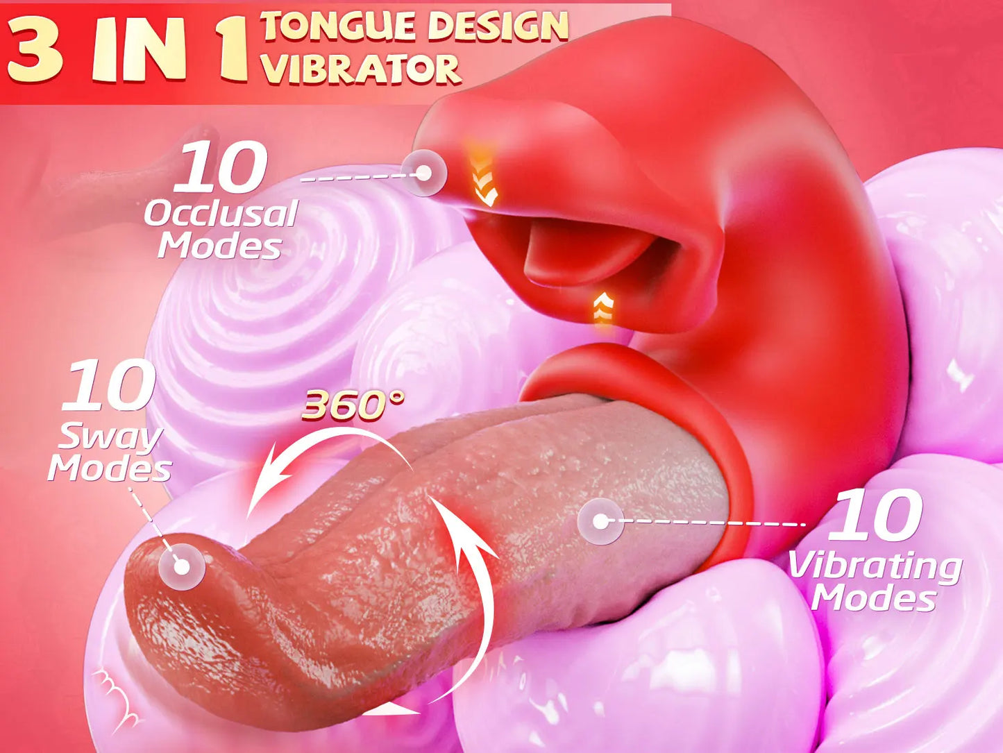 3 in 1 Realistic Tongue Massager for Women