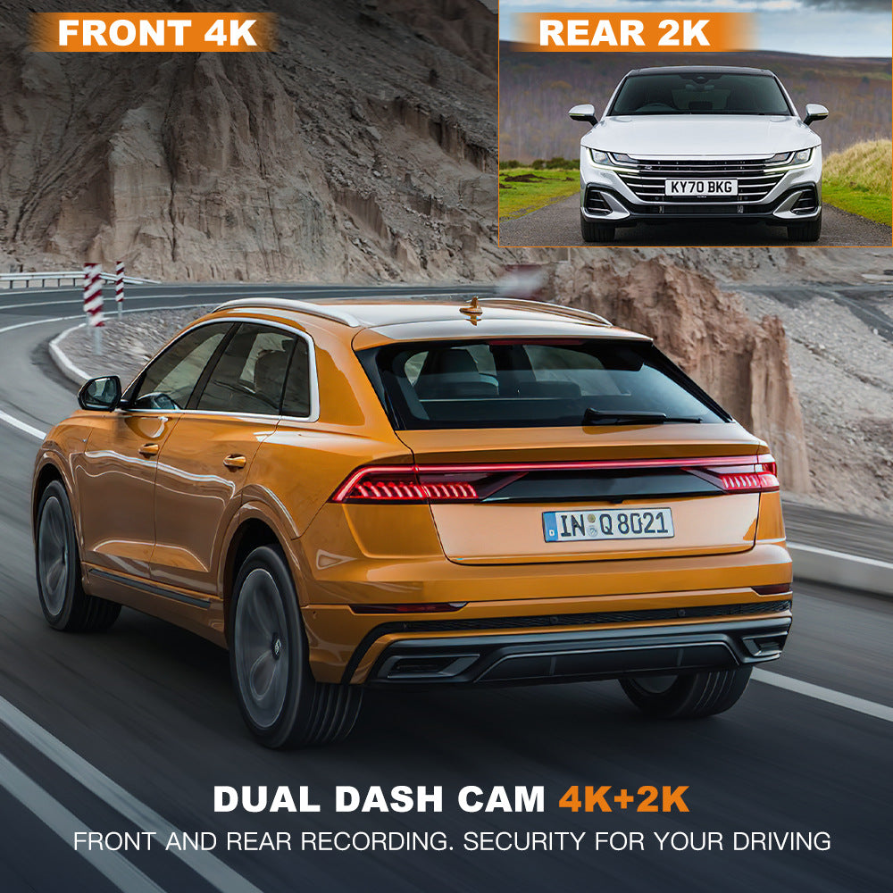 Front And Rear Dashcam Record 4K HD